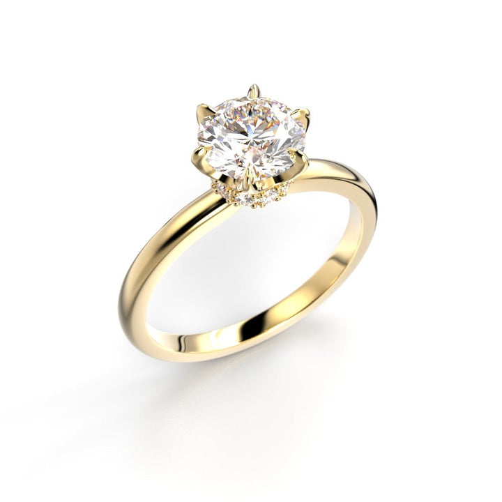 Festive Heidi Hidden Halo 1,10 ct timanttisormus keltakulta, viistokuva