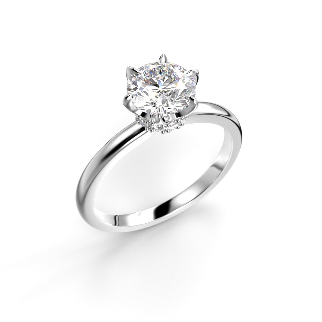Festive Heidi Hidden Halo 1,10 ct timanttisormus valkokulta, viistokuva
