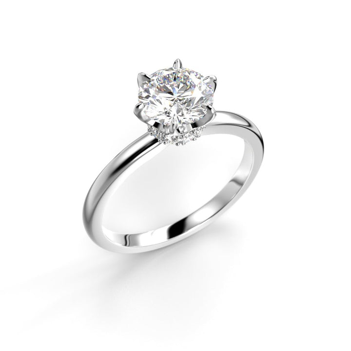 Festive Heidi Hidden Halo 1,10 ct timanttisormus valkokulta, viistokuva