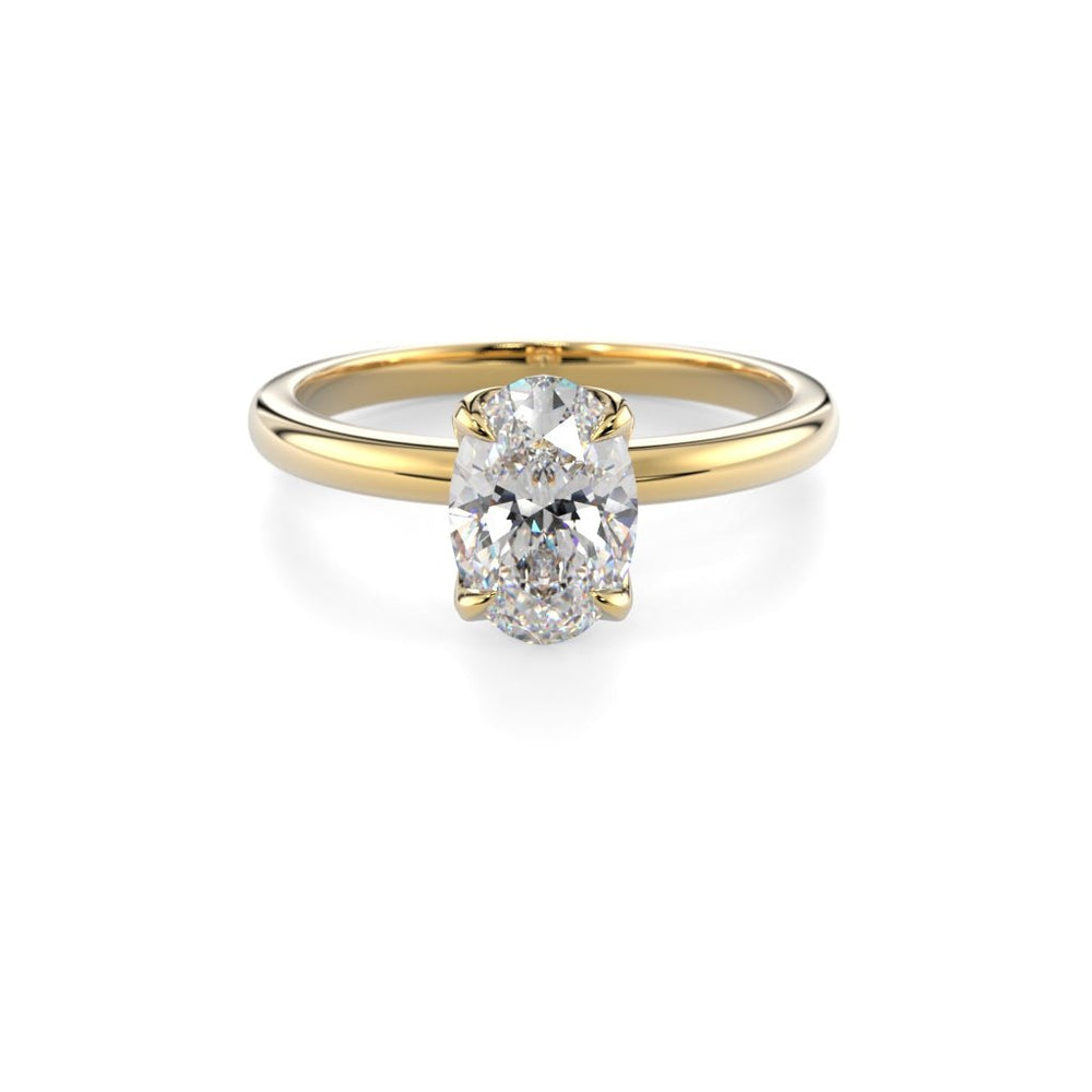 Festive Heidi Hidden Halo Oval 1,10 ct timanttisormus keltakulta, etukuva