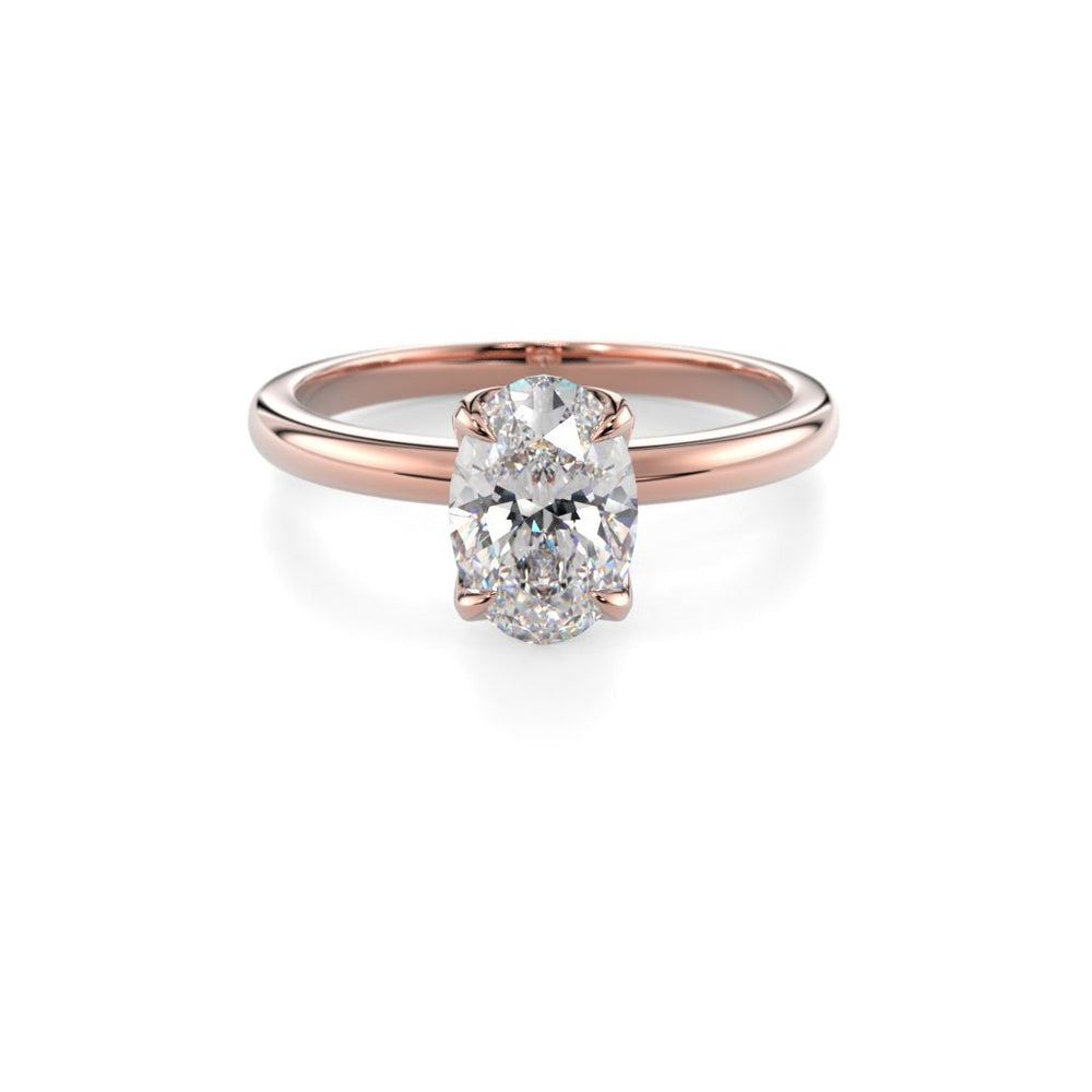 Festive Heidi Hidden Halo Oval 1,10 ct timanttisormus punakulta, etukuva