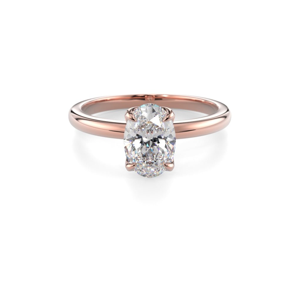 Festive Heidi Hidden Halo Oval 1,10 ct timanttisormus punakulta, etukuva