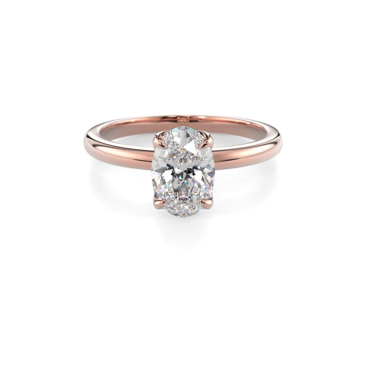 Festive Heidi Hidden Halo Oval 1,10 ct timanttisormus punakulta, etukuva
