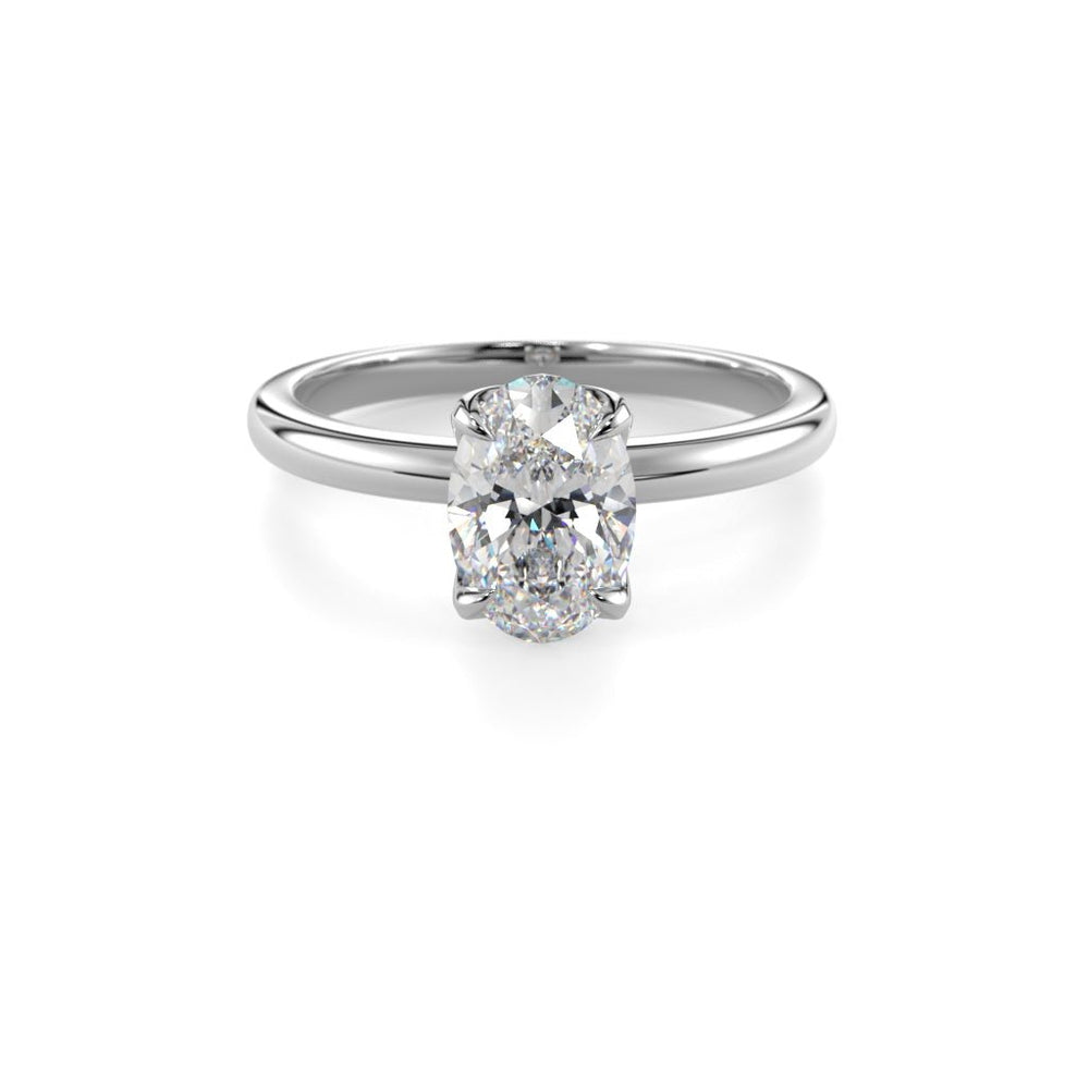 Festive Heidi Hidden Halo Oval 1,10 ct timanttisormus valkokulta, etukuva