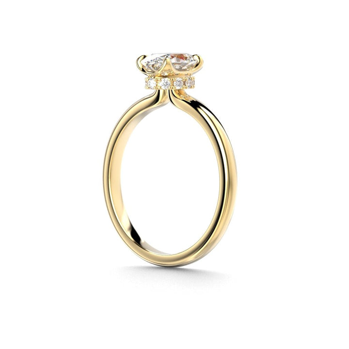 Festive Heidi Hidden Halo Oval 1,10 ct timanttisormus keltakulta, sivukuva