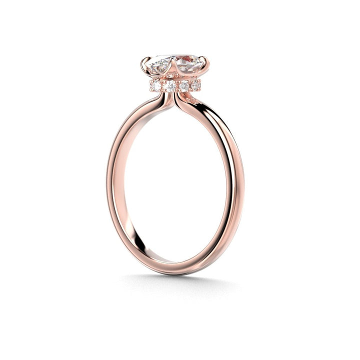 Festive Heidi Hidden Halo Oval 1,10 ct timanttisormus punakulta, sivukuva