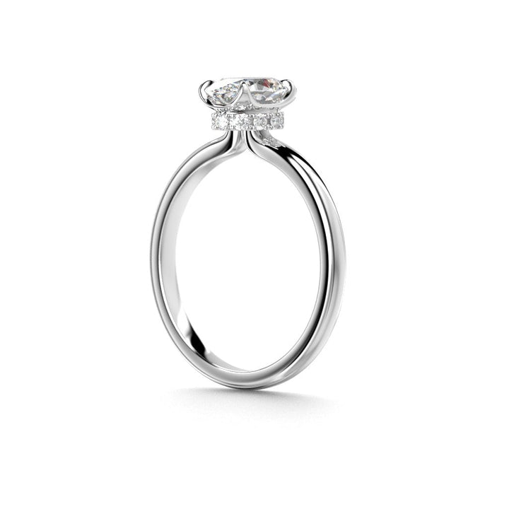 Festive Heidi Hidden Halo Oval 1,10 ct timanttisormus valkokulta, sivukuva