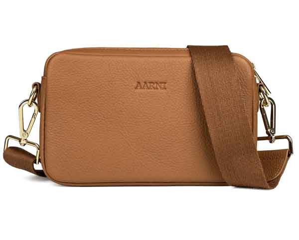 Aarni olkalaukku hirvennahka konjakki/kulta 