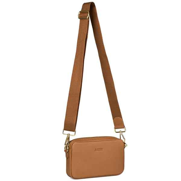 Aarni olkalaukku hirvennahka konjakki/kulta 