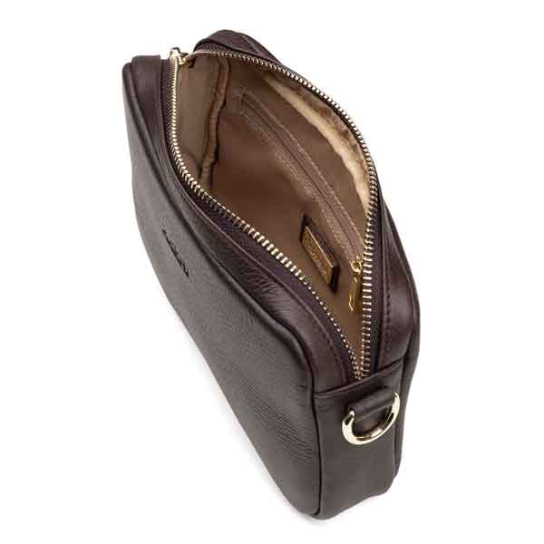 Aarni olkalaukku hirvennahka tummanruskea/kulta