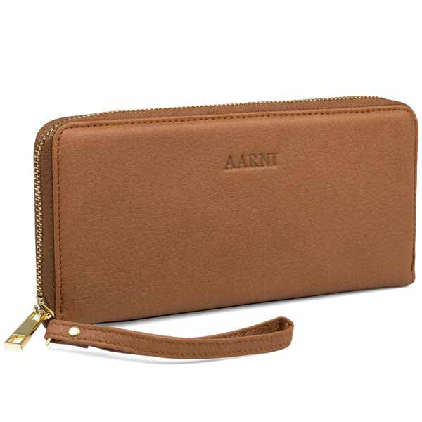 Aarni Clutch-lompakko hirvennahka konjakki/kulta