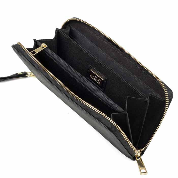 Aarni Clutch-lompakko hirvennahka musta/hopea