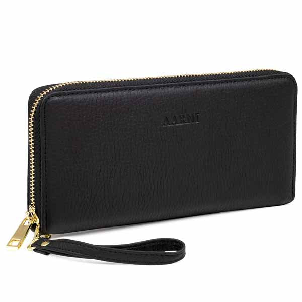 Aarni Clutch-lompakko hirvennahka musta/kulta