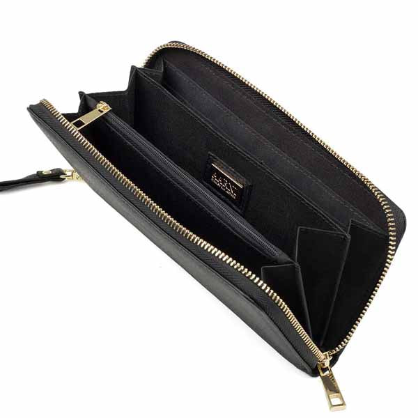 Aarni Clutch-lompakko hirvennahka musta/kulta