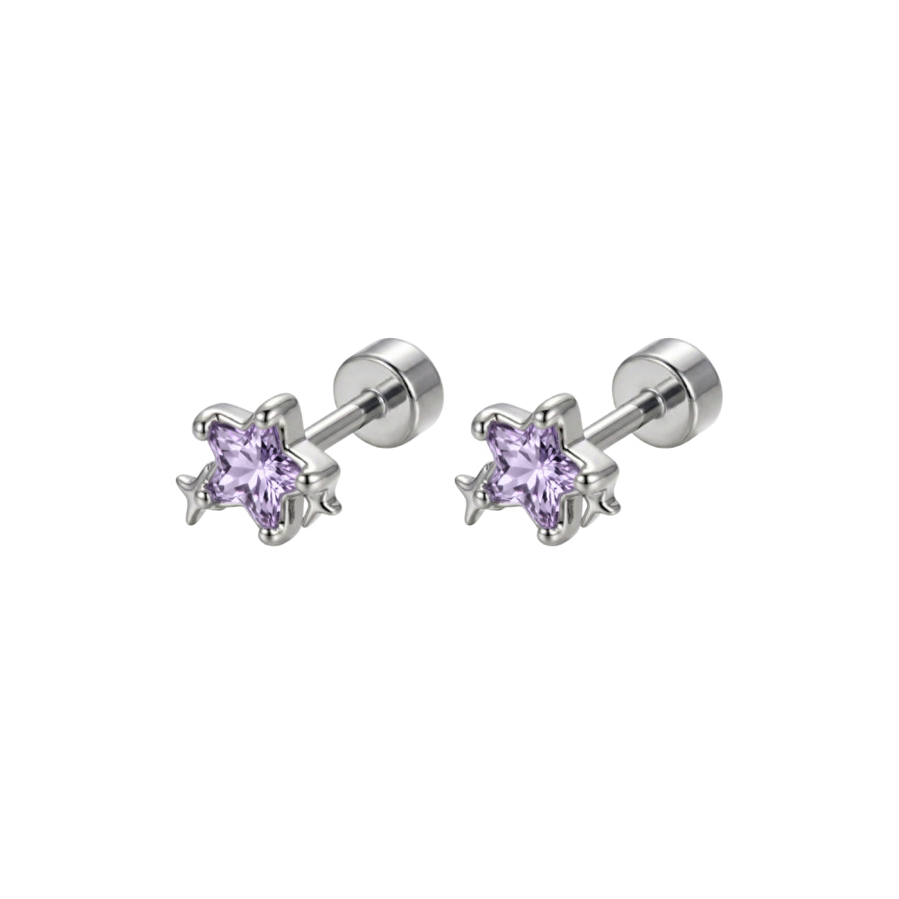Aurora Mini tähdet korvakorut violeteilla zirkonioilla AE0112-04