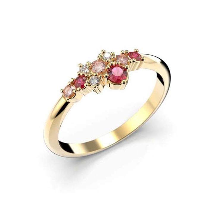Festive Nelly Pink timanttivärikivisormus 0,03 ct keltakulta
