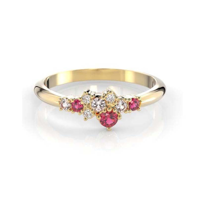 Festive Nelly Pink timanttivärikivisormus 0,03 ct keltakulta