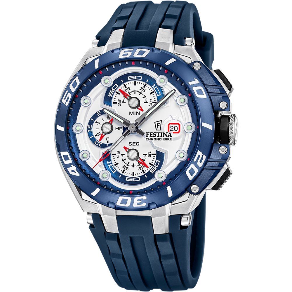 Festina Chrono Bike F20755/1 valkoinen kellotaulu kumiranneke
