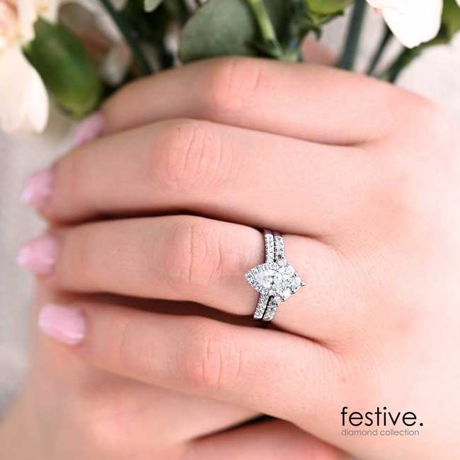 Festive Juliette Side Timanttisormus valkokulta 0,21 ct