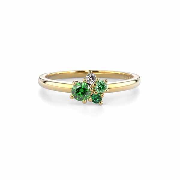 Festive Nadja Bloom Green Timanttisormus 0,02 ct keltakulta