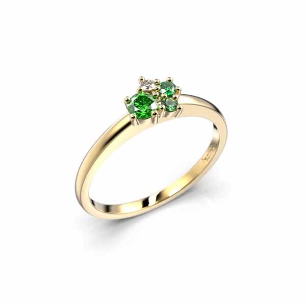 Festive Nadja Bloom Green Timanttisormus 0,02 ct keltakulta