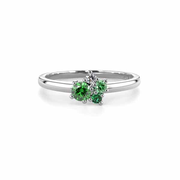 Festive Nadja Bloom Green Timanttisormus 0,02 ct valkokulta