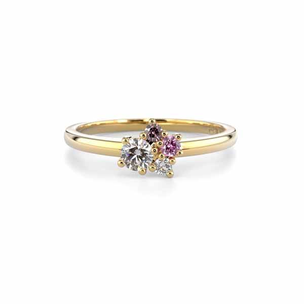 Festive Nadja Bloom Pink Timanttisormus 0,12 ct keltakulta