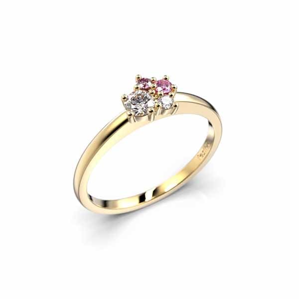 Festive Nadja Bloom Pink Timanttisormus 0,12 ct keltakulta