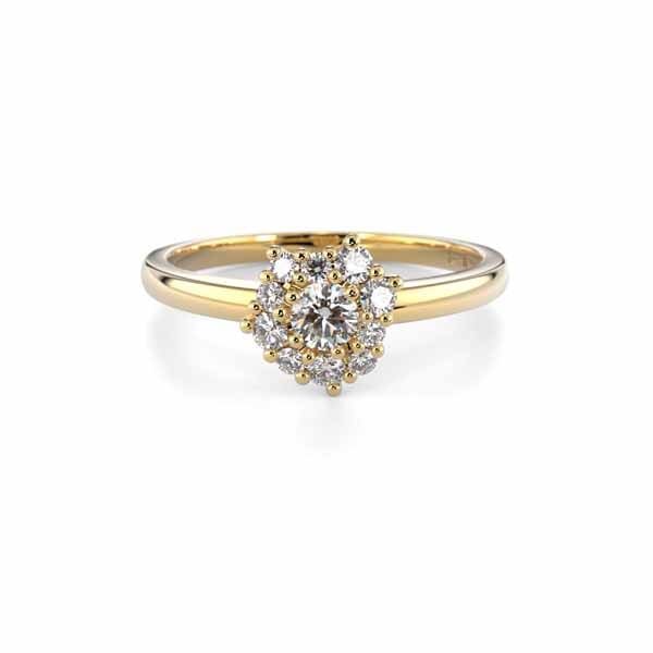 Festive Nadja Halo Timanttisormus 0,28 ct keltakulta
