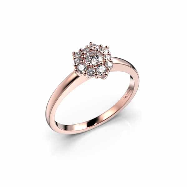 Festive Nadja Halo Timanttisormus 0,28 ct punakulta