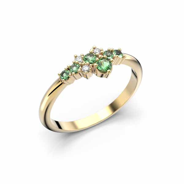 Festive Nelly Green timanttisormus 0,03 ct keltakulta