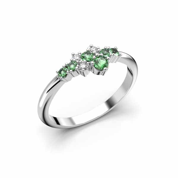 Festive Nelly Green timanttisormus 0,03 ct valkokulta