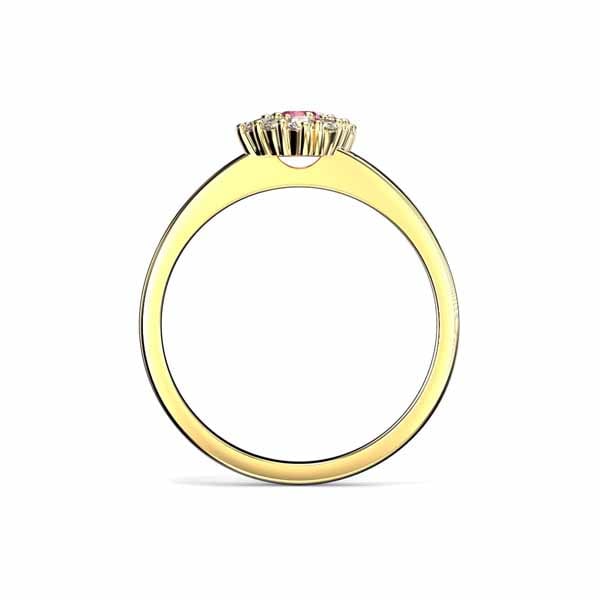 Festive Nadja Halo Pink Timanttisormus 0,18 ct keltakulta