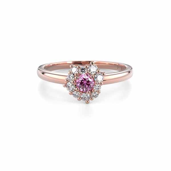 Festive Nadja Halo Pink Timanttisormus 0,18 ct punakulta