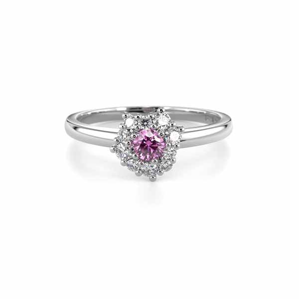 Festive Nadja Halo Pink Timanttisormus 0,18 ct valkokulta
