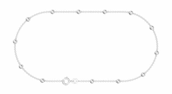 Hopeinen nilkkakoru pallot