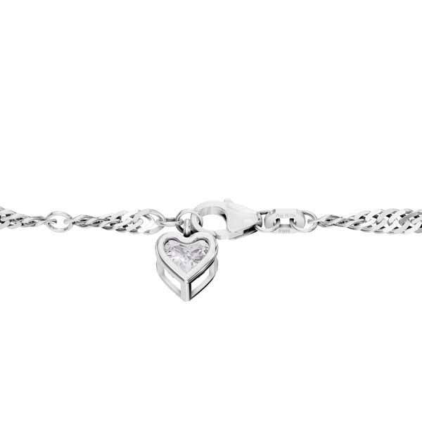 Hopeinen nilkkakoru zirkoniasydämellä