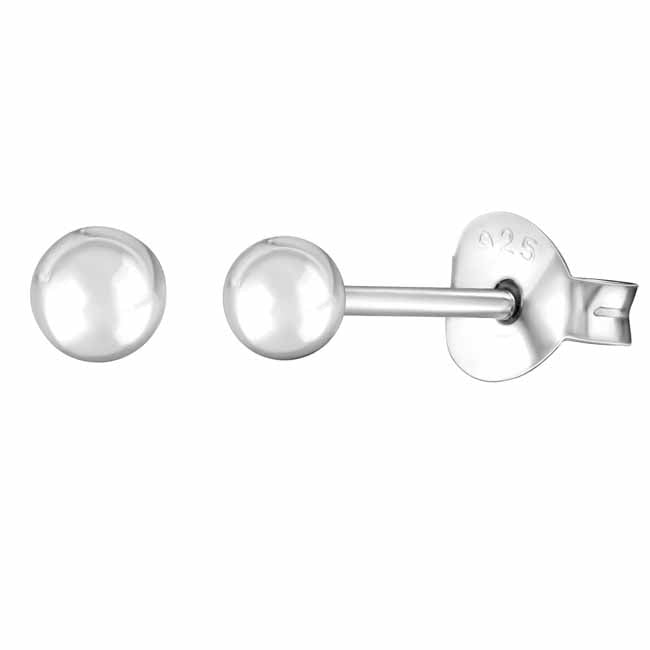Hopeiset pallokorvakorut 3 mm