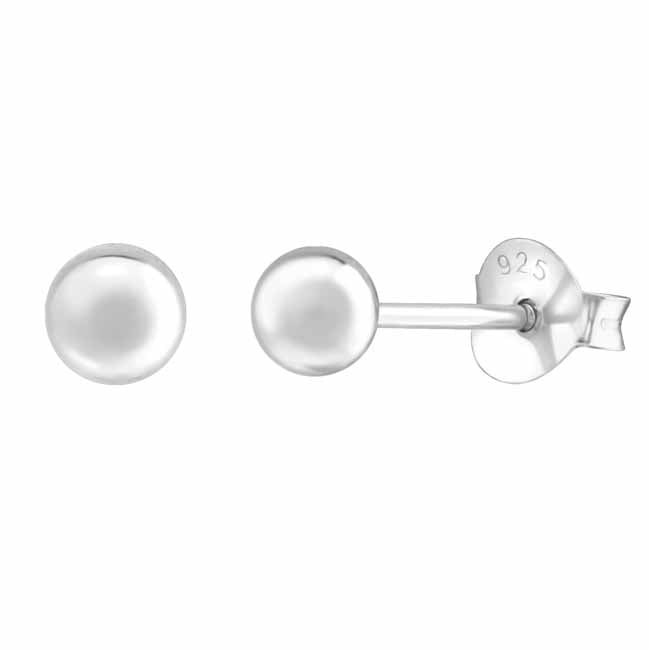 Hopeiset pallokorvakorut 4 mm