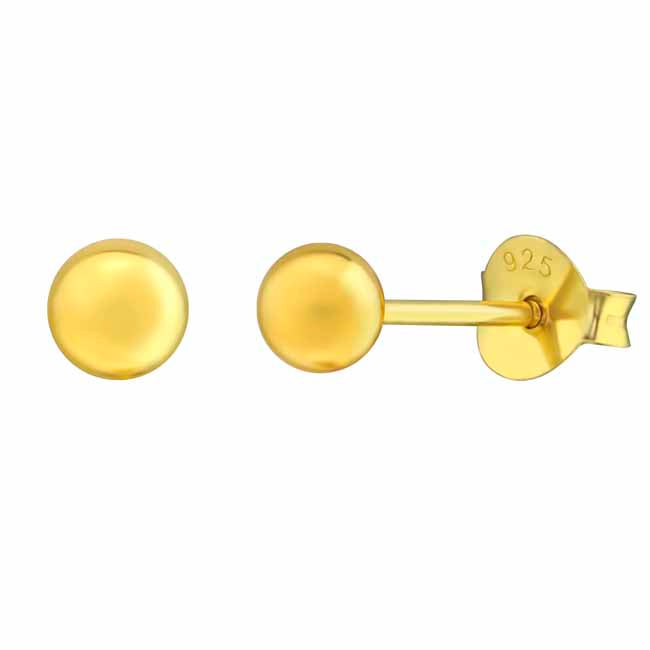 Hopeiset pallokorvakorut 4 mm kultadublee