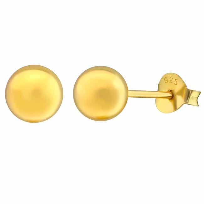 Hopeiset pallokorvakorut 6 mm kultadublee