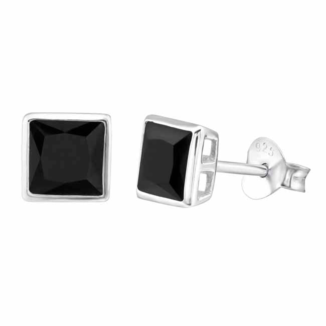 Hopeiset neliö zirkonia korvakorut 5 mm