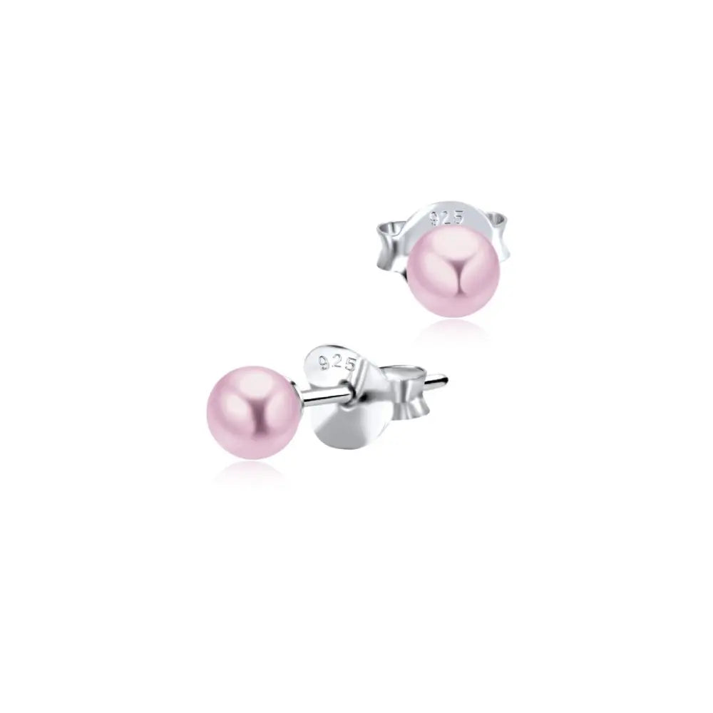 Hopeiset vaaleanpunaiset helmikorvakorut 4 mm HME1301 Trendi Koru