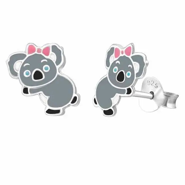 Hopeakorvakorut koala pinkki rusetti
