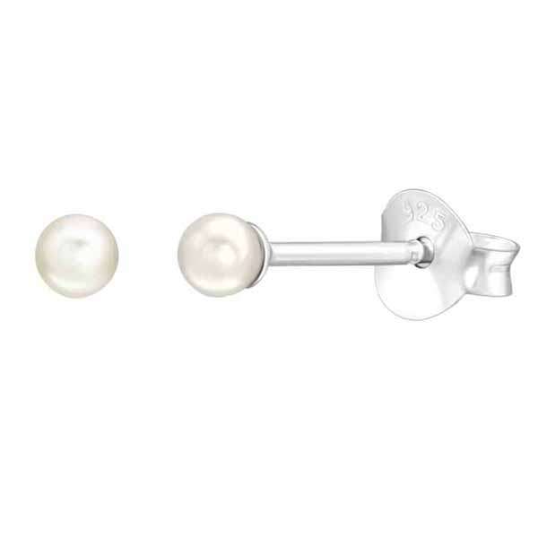 Hopeiset helmikorvakorut 3 mm