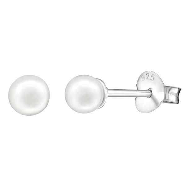 Hopeiset helmikorvakorut 4 mm