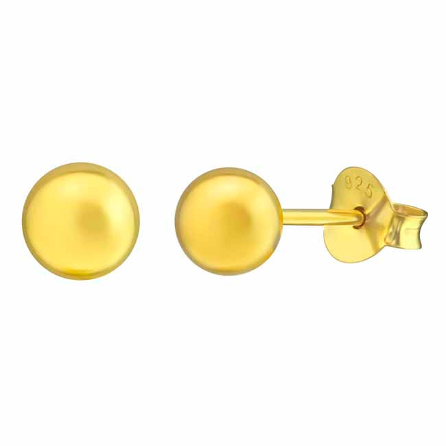 Hopeiset pallokorvakorut 5 mm kultadublee