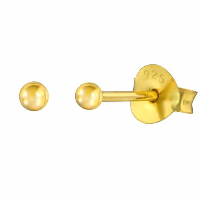 Hopeiset pallokorvakorut 2 mm kultadublee