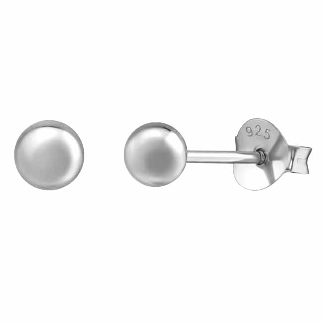 Hopeiset rodinoidut pallokorvakorut 4 mm
