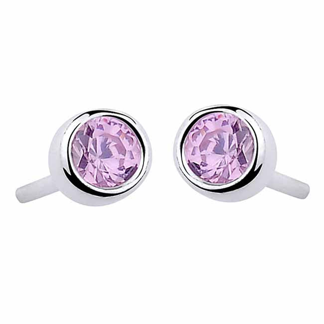 Hopeakorvakorut pinkki zirkonia 5 mm